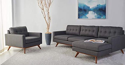 Safavieh Couture Home Gneiss Mid-Century Modern Slate Grey Linen Arm Chair