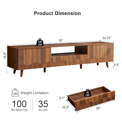 70“ Fluted Wave TV Stand and 40” Coffee Table Set of 2, view 3