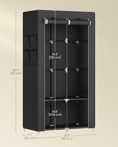 Portable Closet with Cover, 2 Hanging Rods and Shelves, view 4