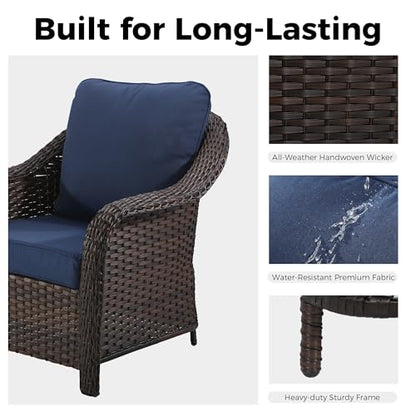 77 inch Outdoor Wicker 3 Seater Sofa, All-Weather Use Patio Rattan Sofa with Seat and Back Cushion, Ideal for Porch, Backyard, Balcony, Poolside, Beige