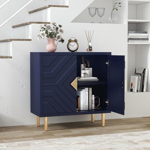 Sideboard Storage Cabinet with 2 Doors, Accent Cabinet with Decorative Embossed Pattern Doors, Sideboard Buffet for Living Room, Kitchen, Dining Room, Hallway