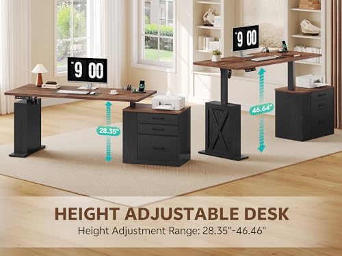 75.5'' Electric Standing Desk with Drawers Corner Desk Black, view 4