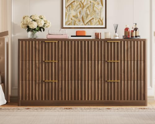 Fluted 6 Drawer Dresser for Bedroom, view 4
