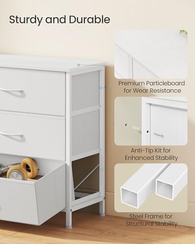 SONGMICS Dresser with 9 Fabric Drawers, TV Stand for TVs Up to 70 Inches, view 6