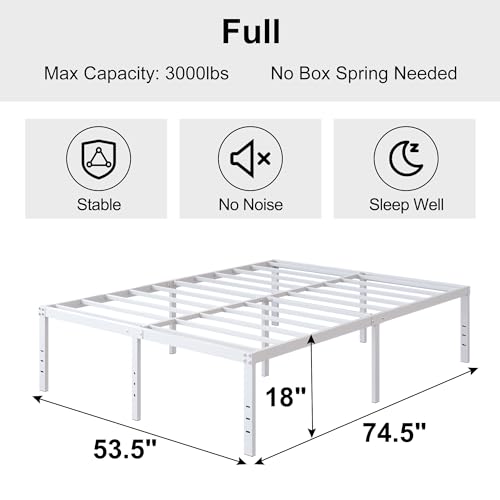 18 Inch White Full Size Bed Frame with High Storage, view 3