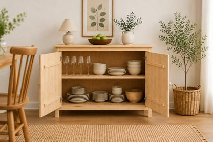 44" Wide Solid Pine Shaker Sideboard Buffet Cabinet — Natural Unfinished — 2, view 7