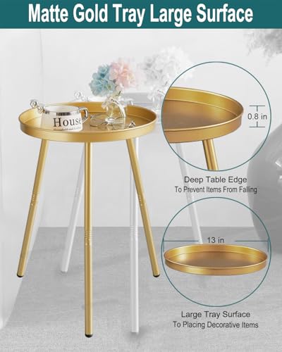 Side Table: End Table for Any Room - Small Side Tables for Small Spaces Pure Golden with 3 Legged
