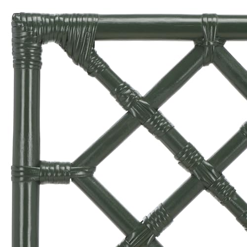 SAFAVIEH Furniture - Bhumi 23.6" Seat Height Counter Stool - White & Forest Green - Handwoven Rattan Design - Fully Assembled - Ideal for Kitchen, Dining Room & Kitchen Island (BST6511E)
