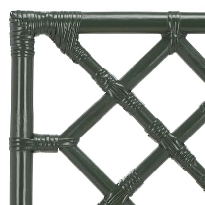 SAFAVIEH Furniture - Bhumi 23.6" Seat Height Counter Stool - White & Forest Green - Handwoven Rattan Design - Fully Assembled - Ideal for Kitchen, Dining Room & Kitchen Island (BST6511E)