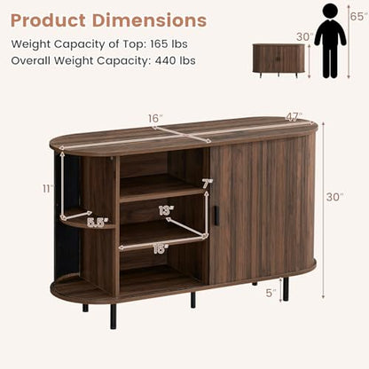 47'' Fluted Sideboard Buffet Cabinet with Tambour Sliding Doors, view 3