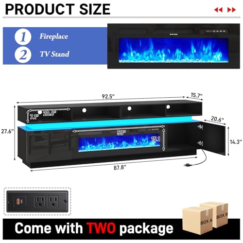 Fireplace TV Stand for 100" TV, view 3