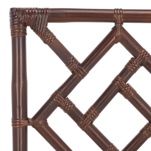 SAFAVIEH Furniture - Bhumi Accent Chair Set of 2 - Coastal Design White & Chocolate Brown Rattan - Fully Assembled - Ideal for Living Room, Bedroom, Dining Space, 19.7" Seat Height (ACH6509D-SET2)