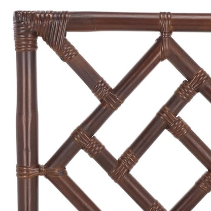 SAFAVIEH Furniture - Bhumi Accent Chair Set of 2 - Coastal Design White & Chocolate Brown Rattan - Fully Assembled - Ideal for Living Room, Bedroom, Dining Space, 19.7" Seat Height (ACH6509D-SET2)