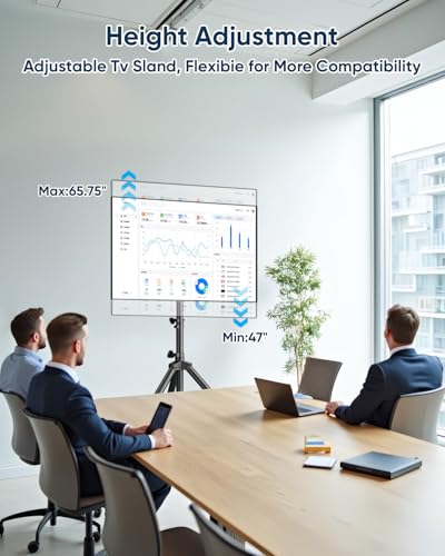 Portable Tripod TV Stand for 26-75 inch TVs, Outdoor TV Stand Mount with 15° Tilt, Height Adjustable Floor TV Stands for Flat/Curved Screens up to 100lbs, Max VESA 600x400mm, FORGINGMOUNT