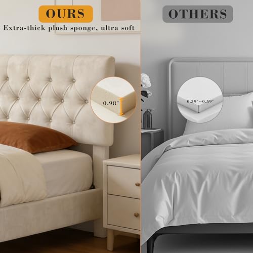 Queen Size Bed Frame with Headboard, view 6