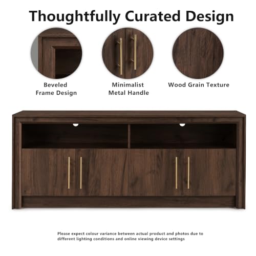 63" Modern TV Stand with Storage, Beveled Profile Design, Walnut, view 4