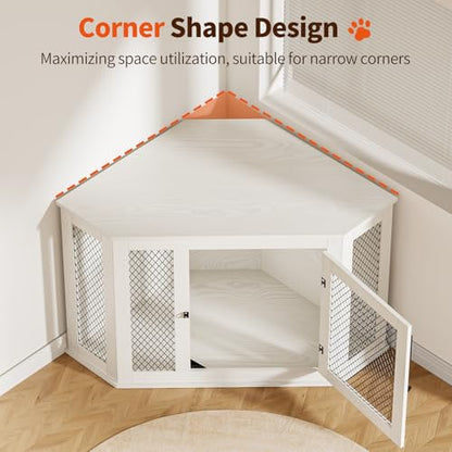 Corner Dog Crate, Wooden Furniture‑Style Crate for S/M & L‑Size Dogs, view 4