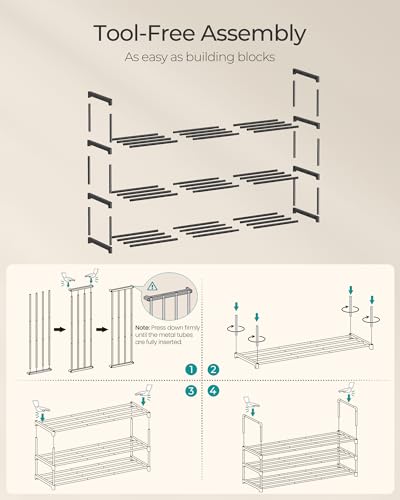 Shoe Rack, 3-Tier Shoe Organizer, Metal Storage Shelf, view 6