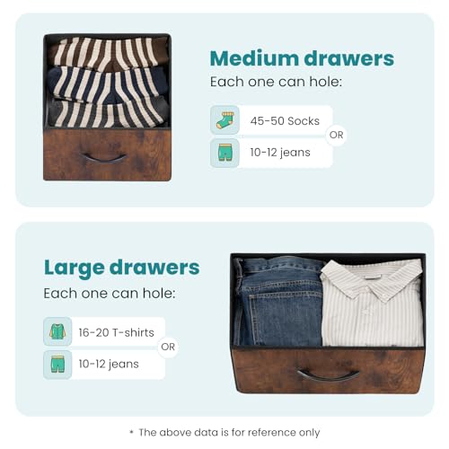 7 Drawer Fabric Dresser for Bedroom, Clothes Storage Tower, Brown, view 5