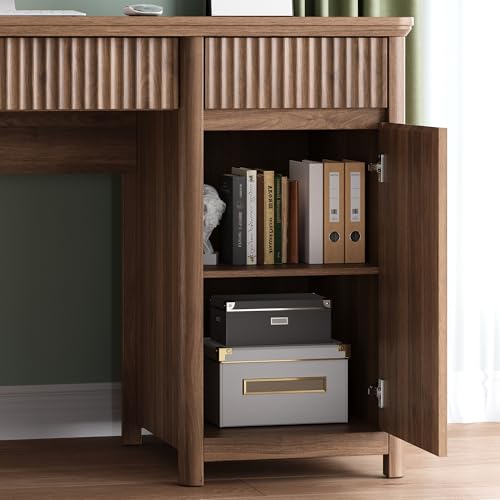 55" Fluted Executive Desk with Drawers & Charging Station, view 8