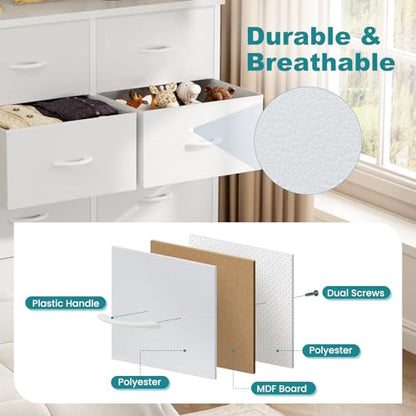 8 Drawer Storage Dresser for Bedroom, White Closet Organizers Units, view 5