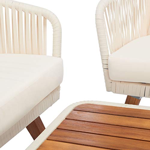 Solid Wood 4-Piece Patio Set in Beige, view 6