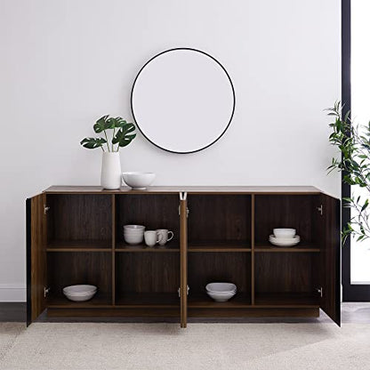 Liss Contemporary 4-Door Minimalist Sideboard 70 Inch Dark Walnut