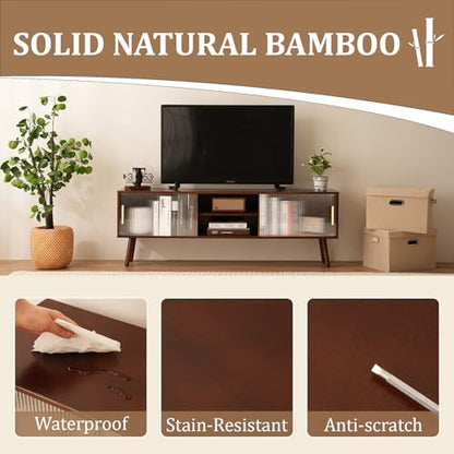 Bamboo TV Stand Entertainment Center, view 6