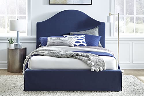 Solid Wood Upholstered Footboard-Storage Bed, California King, Sur - Navy