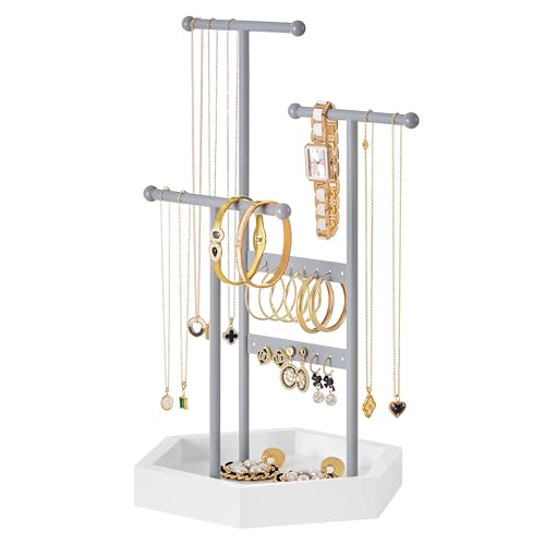 Jewelry Holder for Rings, 3 Tiers and 1 Tray, Metal Frame, view 2