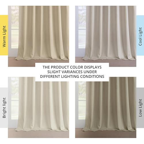 Heritage Plush Velvet Curtains 96 Inches Long Room Darkening Curtains for Bedroom & Living Room 50W x 96L, (1 Panel), Au Lait Creme