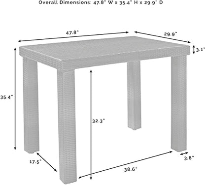 Palm Harbor 6-Person Rectangular Counter-Height Outdoor Bar Dining Table for Outside Patio, Brown