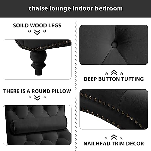 Chaise Lounge Chair Indoor, Button-Tufted Bedroom Lounge Chair, view 5