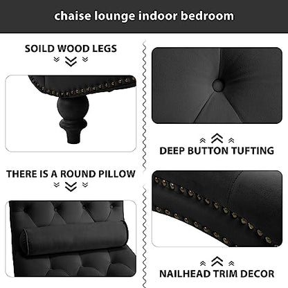 Chaise Lounge Chair Indoor, Button-Tufted Bedroom Lounge Chair, view 5