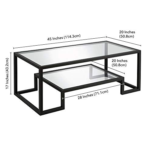45" Wide Rectangular Coffee Table in Blackened Bronze, Modern coffee tables for living room, studio apartment essentials