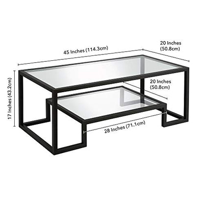 45" Wide Rectangular Coffee Table in Blackened Bronze, Modern coffee tables for living room, studio apartment essentials
