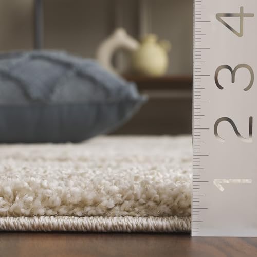 SAFAVIEH Florida Shag Collection Area Rug - 5'3" x 7'6", Cream & Beige, Scroll Design, Non-Shedding & Easy to Clean, High-Low Plush Pile, Ideal for Living Room, Bedroom, Dining Space (SG455-1113)