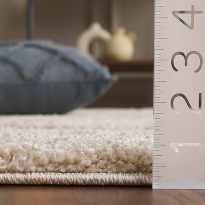 SAFAVIEH Florida Shag Collection Area Rug - 5'3" x 7'6", Cream & Beige, Scroll Design, Non-Shedding & Easy to Clean, High-Low Plush Pile, Ideal for Living Room, Bedroom, Dining Space (SG455-1113)