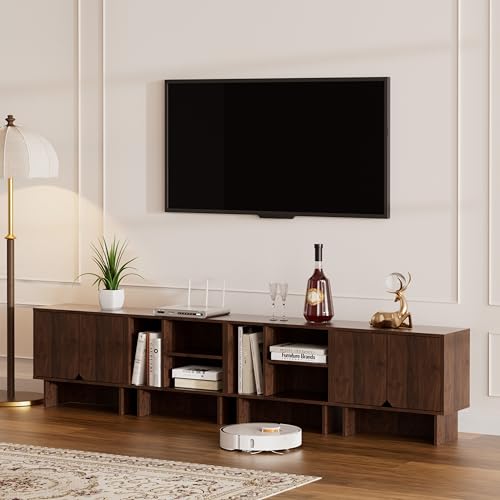 Modular TV Stand for Up to 100 Inch TV, Walnut Entertainment Center, view 2