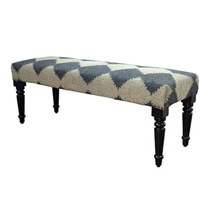 LR Home Tan/Black Upholstered Bench for Bedroom End of Bed | Farmhouse Checkered Accent Bench for Living Room, Bedroom, or Entryway Seating | Long Rectangle Sitting Bench | 47"W x 16"D x 18"H