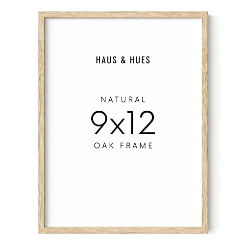 Beige Oak Wood 9x12 Picture Frame - Modern Wood Wall Art Display - Lightweight 9x12 Frame for Art Prints, Photos, Posters - Ready-to-Hang Vertically & Horizontally