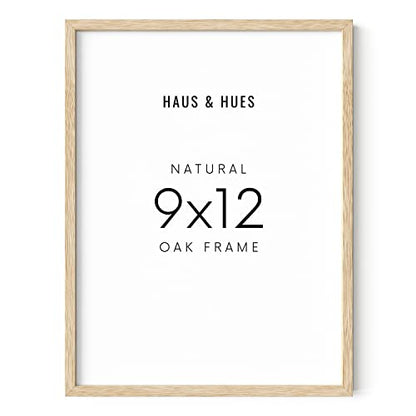 Beige Oak Wood 9x12 Picture Frame - Modern Wood Wall Art Display - Lightweight 9x12 Frame for Art Prints, Photos, Posters - Ready-to-Hang Vertically & Horizontally