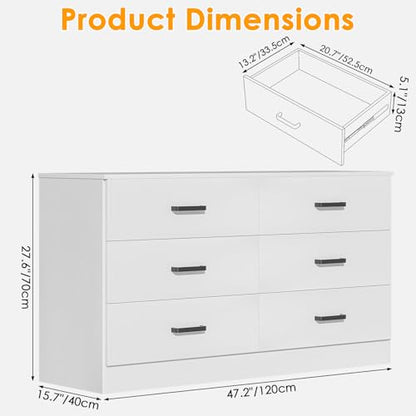 Wood Dresser for Bedroom, 6 Drawer Double Dresser, view 4