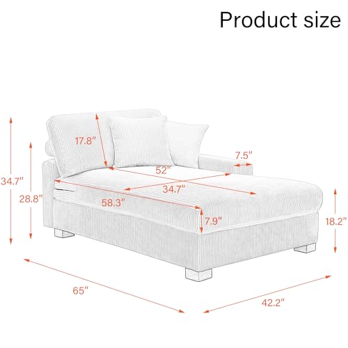Chaise Lounge Chair Indoor, Oversized Upholstered Sofa Bed for Living Room, view 3