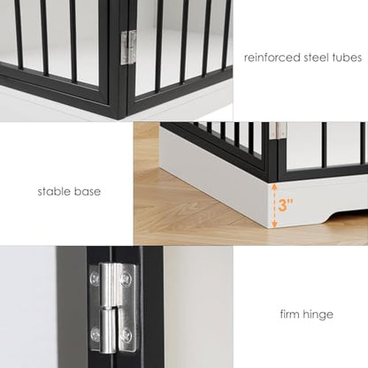 Wooden Dog Crate Furniture, Indoor Pet House with Double Doors & 2 Drawers, view 8