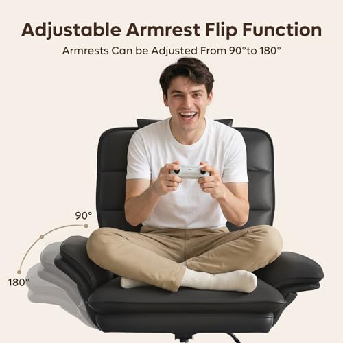Criss Cross Chair with Adjustable Arms PU Leather Black, view 4