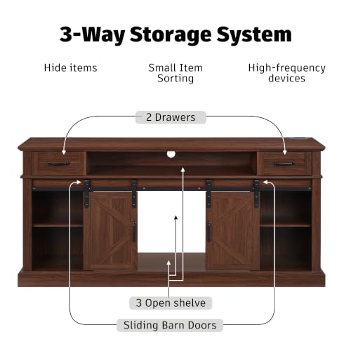70" Farmhouse TV Stand w/LED for 70-80in TVs, 32" Tall Entertainment Center, view 5