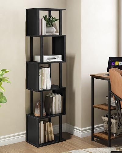 S-Shaped 5-Tier Bookshelf, 58.1-Inch Tall Bookcase with Anti-Tip Kit, view 6