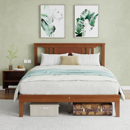 Wood Bed Frame with Pine Headboard, Sturdy Support, Easy Assembly, view 7