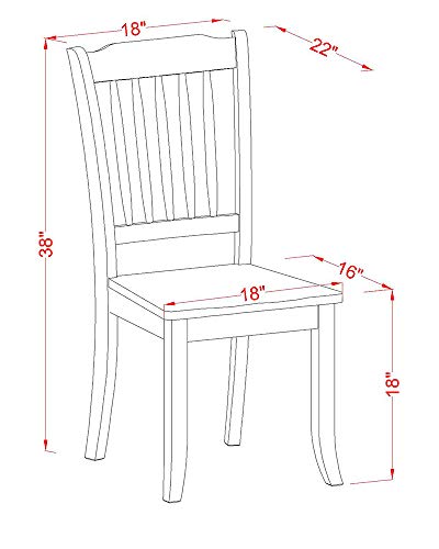 DAC-MAH-W Danbury Dining Room Chairs - Slat Back Solid Wood Seat Chairs, Set of 2, Mahogany